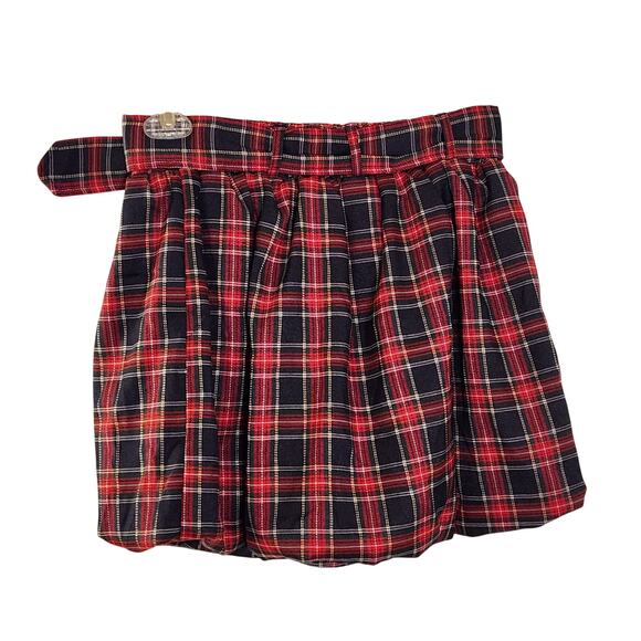 DAY + MOON Plaid Bubble Mini Skirt, Size Small - Picture 2 of 11